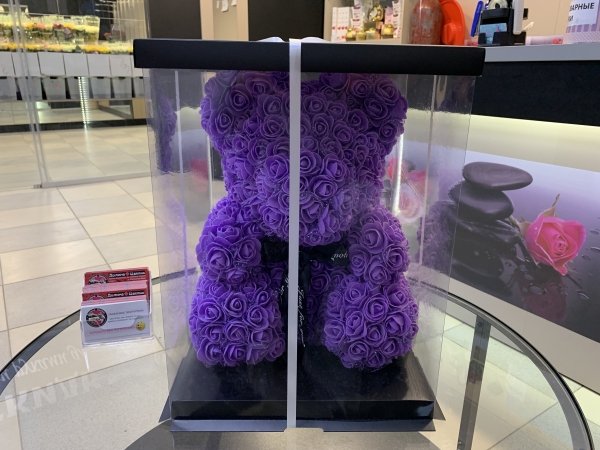 Мишка из роз 40см (сиреневый).