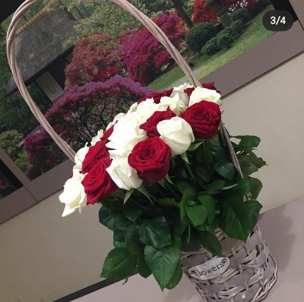 Корзина с розами 21 роза