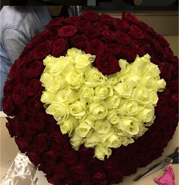 Букет в виде сердца 101 роза (50см)