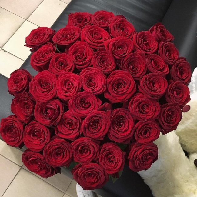 Роза Ред Наоми (красная). Букет из 41 розы. Высота 80 см
