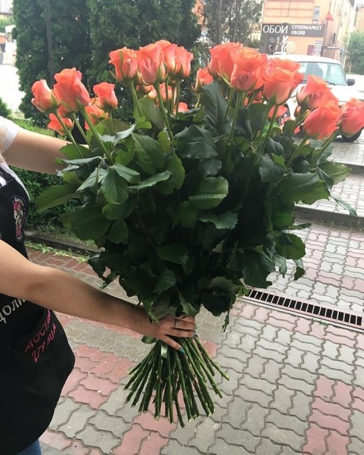 Роза Вау (оранжевая). Букет из 41 розы. Высота 80 см