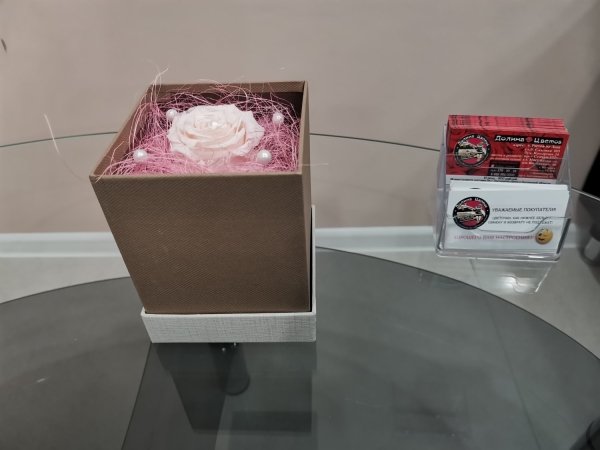 Роза розовая в коробке