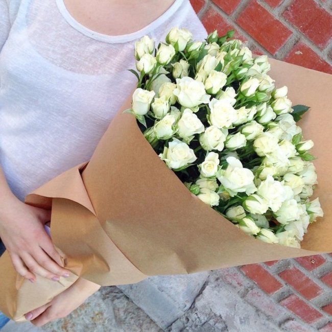 Букет из Розы Вайт Бабблс  (высота  50 см)